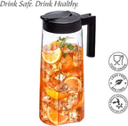 Amazing Abby - Slim - Tritan Pitcher (64 oz), Unbreakable Plastic Water Pitcher with Lid, BPA-Free, Heat-Resistant, Dishwasher-Safe, Great for Both Iced and Hot Drinks, Indoors and Outdoors, Black