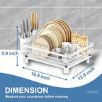 GAXmi Dish Drying Rack Over The Sink Dish Drainer with Drainboard Utensil Holder, 1-Tier White