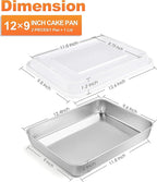 Herogo Cake Pan with Lid, 9 X 12 Inch Rectangle Stainless Steel Lasagna Baking Pan Deep, for Brownies Casseroles Cakes, Dishwasher Safe