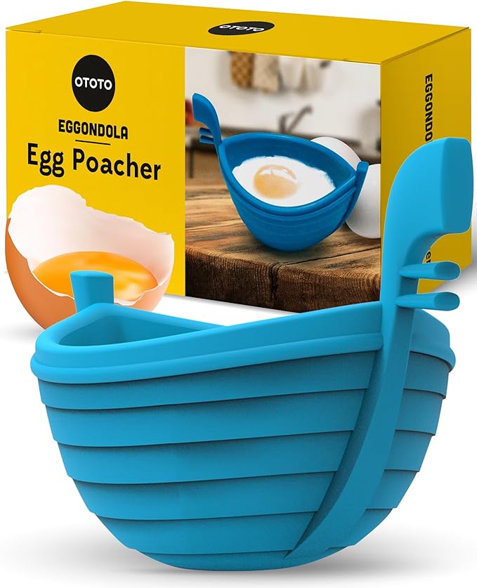 OTOTO New Eggondola Egg Poacher - Poached Egg Silicone Egg Cooker - Gondola Egg Silicone Poacher for Cooking Eggs - Kitchen Egg Cooker, Perfect Egg Maker - Egg Design Maker, Egg Kitchen Gadgets