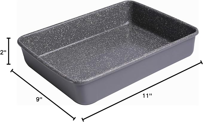 casaWare 11 x 9 x 2-inch Toaster Oven Ultimate Series Commercial Weight Ceramic Non-Stick Coating Baking Pan (Silver Granite)
