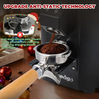 Commercial Coffee Grinder Heavy Duty - 64mm SS Flat Burrs, 8 Precise Settings, Button Control, 35oz Hopper, Business and Home Use, Black 400W