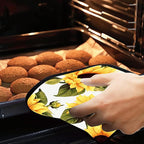Groovy Sunflower Pot Holders Set of 2 Kitchen Heat Resistant Potholders for Microwave Cooking Baking Oven End Dishes and BBQ Gifts for Women