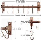 Dseap Kitchen Utensil Holder Hanger, Pot and Pan Rack Wall Mounted, Kitchen Rail with 8 Hooks for Hanging Cooking Utensils, Mugs, Spoons, Wall Mounted, Antique Copper