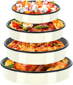 Roasting Pans Set Round Baking Dish 4-Pack 9/10/12/14 Inch Enamel Non-Stick Large Bakeware for Cake Pizza Turkey Roaster, Oven & Dishwasher Safe Christmas Gift for Ladies Cookware