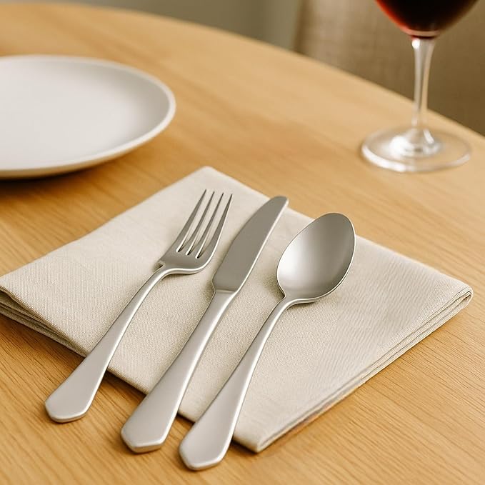 Roberts & Belk 20-Piece Amelia Satin Silverware Set – Flatware for 4 – Satin Matte Stainless Steel Utensils with Knives, Forks & Spoons