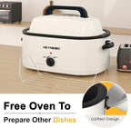 22QT Electric Roaster Oven, Electric Turkey Roaster with Viewing & Self-basting Lid, Stainless Steel Turkey Roaster Oven, White