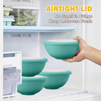 40 OZ Wheat Straw Bowls with Lids Set, 4 PCS Unbreakable Salad Bowls with Lid, Alternative Plastic Food Containers with Lids for Lunch, Microwave & Dishwasher Safe Kitchen Bowl Set, Green