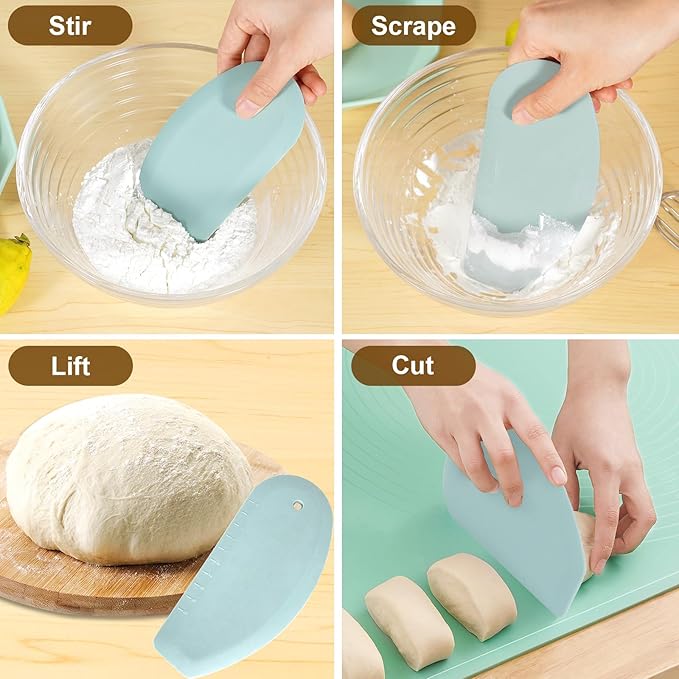 12-Piece Measuring Cups and Spoons Set with Dough Scraper and Silicone Bread Sling, BPA-Free, Dishwasher Safe Kitchen Baking Tools Gift