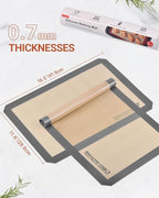 Silicone Baking Mat, Sopito Food Safe Silicone Baking Sheet, Heat Proof 480℉ Cooking Mat, Length 16.5 in Width 11.6 in, 2 PCS-Grey