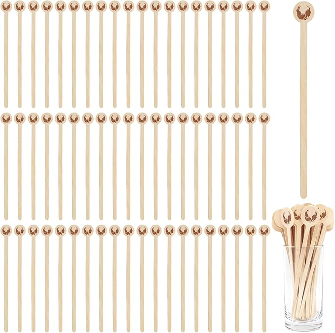 100Pcs Coffee Stirrers- 7.1 Inch Coffee Stir Sticks, Natural Wooden Coffee Stirrers With Round Ends, Disposable Biodegradable Cafe Grade Wood Beverage Mixer for Coffee Cocktails Milk Tea
