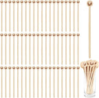 100Pcs Coffee Stirrers- 7.1 Inch Coffee Stir Sticks, Natural Wooden Coffee Stirrers With Round Ends, Disposable Biodegradable Cafe Grade Wood Beverage Mixer for Coffee Cocktails Milk Tea