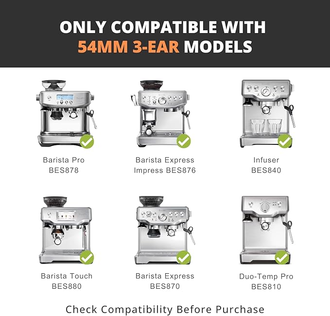 54mm Bottomless Portafilter with 3 Ear, Barista Espresso Portafilter with Stainless Steel Basket and Rosewood Handle, Compatible with Breville 54mm Espresso Machines (Black Rosewood)
