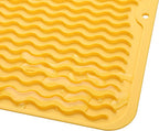 Silicone Dish Drying Mat for Multiple Usage,Easy clean,Eco-friendly,Heat-resistant Silicone Mat for Kitchen Counter or Sink,Refrigerator or Drawer liner Yellow M 12 inches x 12 inches