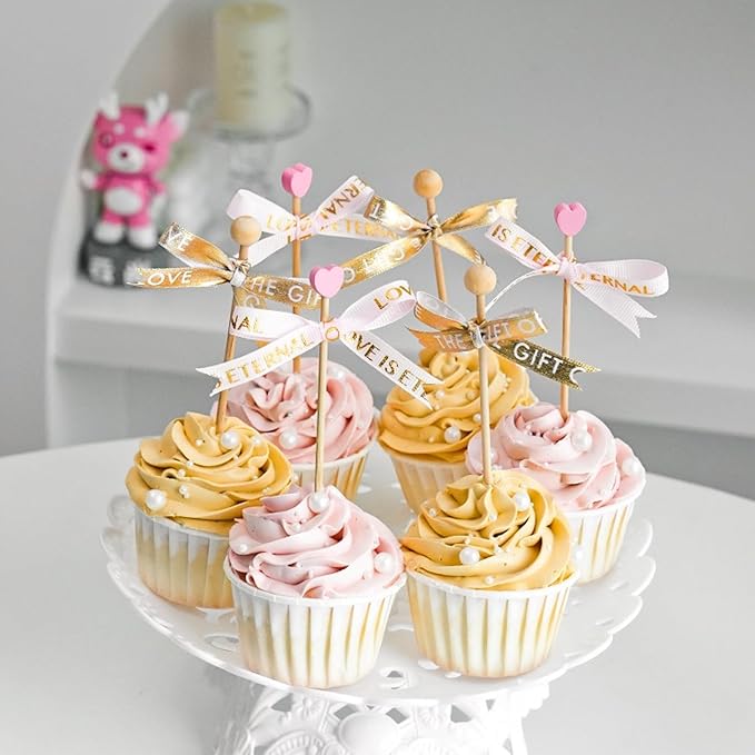 100PCS 6inch Rock Candy Sticks Wooden Swizzle Sticks for Lollipop Coffee Appetizer Skewers (Pink)