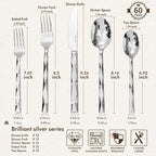 KINGSTONE Silverware Set, Luxury 60 Piece Flatware Set for 12, 18/10 Stainless Steel Cutlery Set with Diamond Cut Pattern for Kitchen, Home, Wedding, Party, Mirror Polished and Dishwasher Safe