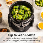 Aria Air Fryer, Non-Stick Ceramic Build, Dishwasher Safe Ceramic Non Toxic Large Sized Airfryer Basket, Touchscreen Display & Auto Shutoff, BPA & Teflon Free with Cookbook (4 Qt Flip Flop (2+2))