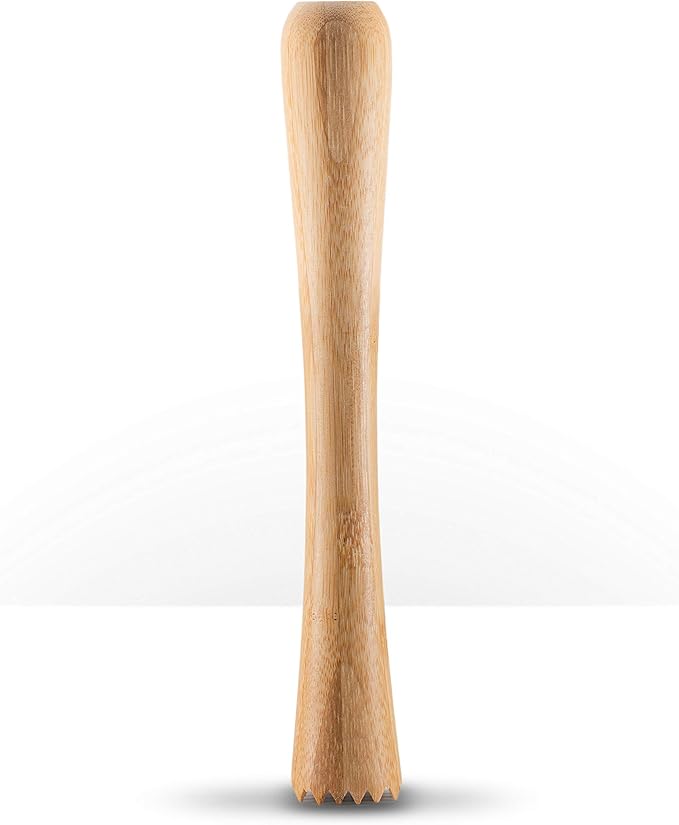 Piña Barware Professional Cocktail Muddler - 10" / 25cm Bamboo with Toothed Muddler (One Muddler)
