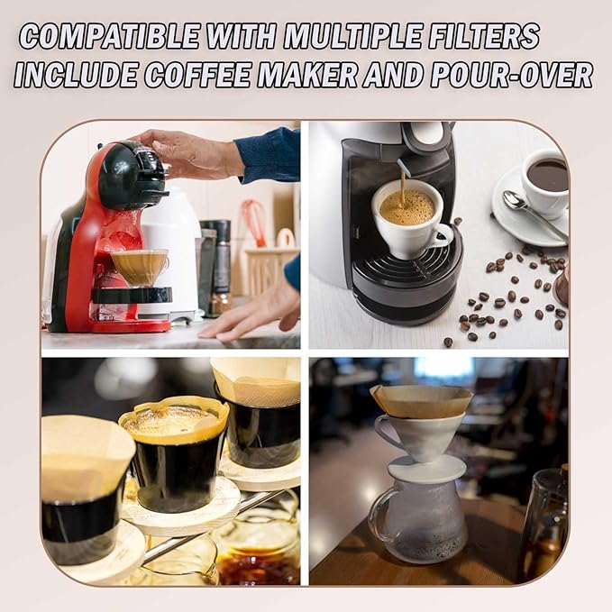 Coffee Filters 2, 200PCS V60 Coffee Filters, Unbleached Natural Brown Pour Over Cone Paper Reusable Filter 2-4 Cup, Fits for Pour Over and Drip Coffee Maker Home, Coffee Shop, Small Business
