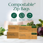 CLEANOMIC Compostable* Food Storage Bag Bundle - Gallon, Quart, Sandwich and Snack Sizes