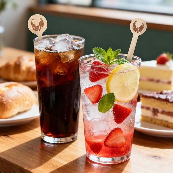 200Pcs Coffee Stirrers- 7.1 Inch Coffee Stir Sticks, Natural Wooden Coffee Stirrers With Round Ends, Disposable Biodegradable Cafe Grade Wood Beverage Mixer for Coffee Cocktails Milk Tea