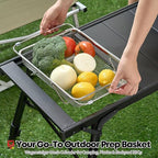 Extendable Dish Rack with Feet, Vegetable Colander Basket, Stainless Steel Dish or Silverware Drying Rack, Ultimate Kitchen Organizer Over The Sink (14.76 x 10.63 x 3.15 Inches)