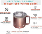 CHILLOUT LIFE Stainless Steel 16 oz - Vacuum Insulated Coffee Mug with Handle and Lid, Large Thermal Camping Coffee Mug Cup with Durable Sliding Lid for Women - Rose Gold