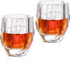 KAMMAK Geometric Faceted Whiskey Glass Modern Crystal Tumbler with Thick Stable Base 7.78 oz Lead-Free Elegant Barware for Scotch, Bourbon, Cocktail, Wine - Ideal Gift & Modern Home Drinkware