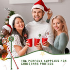 Meanplan 60pcs Christmas Swizzle Sticks Christmas Cocktail Stirrers Plastic Stir Sticks Xmas Santa Claus Snowman Decorations for Birthday Party Coffee Shop Supplies Favors Gifts (Santa Claus)