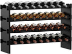 Bambloom Wine Rack Freestanding Floor, Stackable Wine Bottle Storage, Wooden Free Standing Wine Stand Organizer for Kitchen,Cellar. 36 Bottles Wine Holder Display Shelves for Champagne (Black)