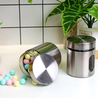 6 Pack Kitchen Canisters Set Airtight Coffee Sugar Tea Candy Storage Jars with Window Glass Stainless Steel Containers with Lids for Flour Cookies Spices Grains Kitchen Decorations(20 oz)