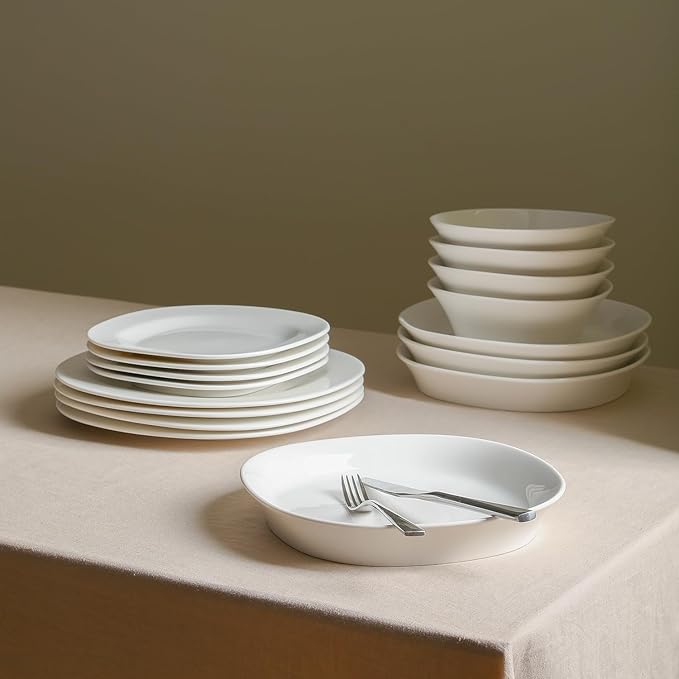Stone Lain Quadro 4-Piece Pasta Bowl Set Porcelain, White