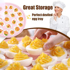 HANSGO Deviled Egg Containers with Lid, 3PCS Deviled Egg Platter Carrier Holder Trays with 66 Slots for Holiday Party and Home Kitchen, Pink