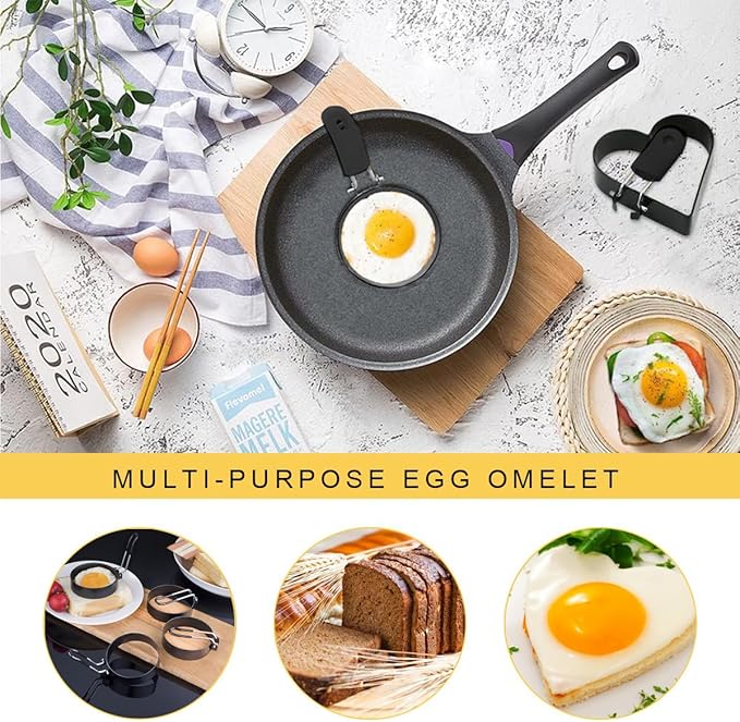 Pancake Batter Dispenser with Squeeze Handle for Precise Portion Control, Clear Measuring 4 Cup Batter Separator for Cookie Cake Waffles Muffin with 4 Egg Ring Molds