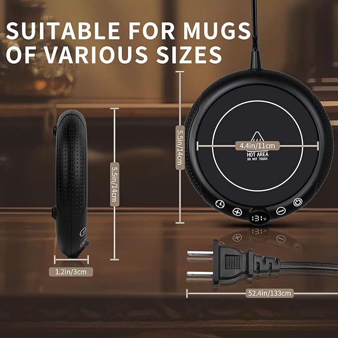 Coffee Mug Warmer, White Elephant Gifts for Adults, Electric Cup Warmer for Desk, Candle Warmer Plate 8-Temp Setting & 1-12H Timer, Stocking Stuffer for Women Men