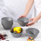 supernal 12PCS Dark Grey Wheat Straw & Hard Plastic Bowls - Reusable Soup Bowls,Unbreakable Fridge/Dishwasher Safe Bowl for Catering,Hot Food,Holiday Meals,Cereal,Ramen (Disposable Snack Bowl)