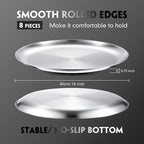 Thenshop 8 Pieces 16 Inch Pizza Pans Bulk Stainless Steel Sets Round Bakeware Pizza Trays for Oven Kitchen Baking Home Restaurant Safe Sturdy Reusable Easy Clean(Matte Silver)