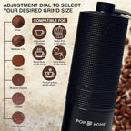 Manual Coffee Grinder – Stainless‑Steel Burr, Adjustable Coarseness, Portable Hand Mill with Cleaning Brush
