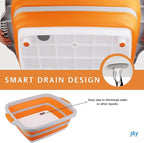 Collapsible BBQ Prep Tub(4.22 Gal/16L), Large BBQ Prep Tub with Lid & 2 Pcs Meat Shredder Claws, Foldable Marinating Food Storage, Multifunction Cutting Board, Barbeque Marinate Storage, Resting Meat