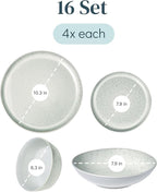 Stoneware dinnerware set 4 persons 16 pcs - Mediterranean dinnerware set, dishwasher, microwave and scratch resistant - bowl and plate set - dinnerware Pure Living Light Beige…