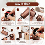 MB2 Manual Coffee Grinder with Carrying Case, External Adjustment, 35g Large Capacity Stainless Steel Burr Grinder, Magnetic Catch Cup, Good for Travel, Camping & Storage components, All-Round Grinder