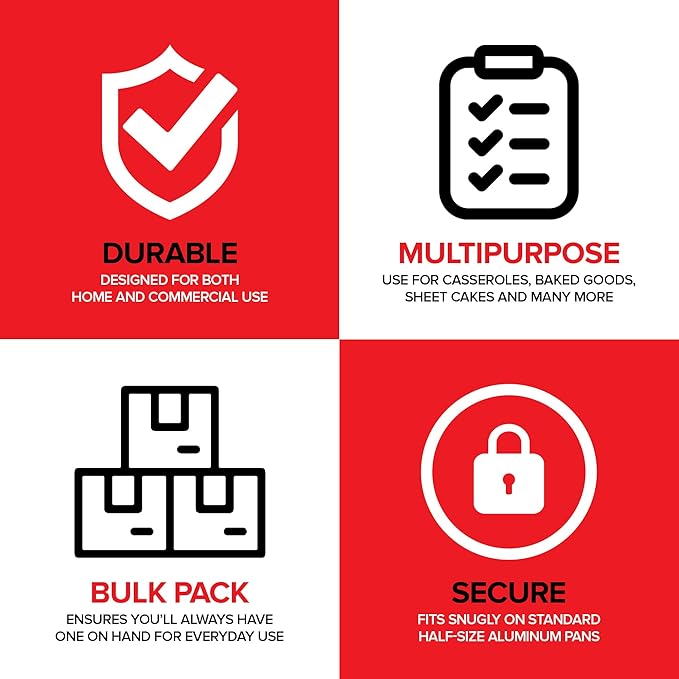 Stock Your Home 9x13 Disposable Baking Pan Covers (25 Pack) Heavy-Duty Aluminum Cake Pans Lids, Sturdy, Sealable Covers for Food Containers, Leak-Free + Safe Transport & Storage For Catering