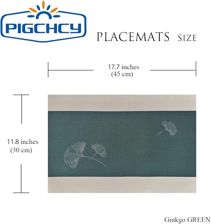 PIGCHCY Placemats Set of 8, Country Rustic Placemats Non-Slip Washable Durable Table Mats for Home/Dining Room Decoration (Green,18 X 12 inches)