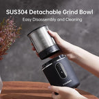 DmofwHi Cordless Coffee Grinder Electric, USB Rechargeable Coffee Bean Grinder with 304 Stainless Steel Blade and Removable Bowl-Black