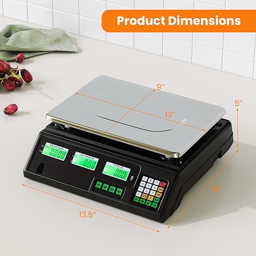 Goplus 88lb/40kg Price Computing Scale, Digital Commercial Food Scale with Counting Function, Stainless Steel Platform, Dual LCD Display for Farmers Market, Retail, Deli, Not for Trade