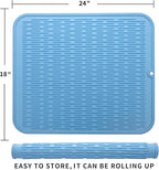 Silicone Dish Drying Mat for Multiple Usage,Easy clean,Eco-friendly,Heat-resistant Silicone Mat for Kitchen Counter or Sink,Refrigerator or Drawer Liner Light Blue 2XL 24 inches x 18 inches