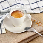 Porcelain Espresso Cup with Saucer And Stainless Steel mini Spoons, Espresso shot Cup, 80ml/2.7Oz, Pack of 2, White