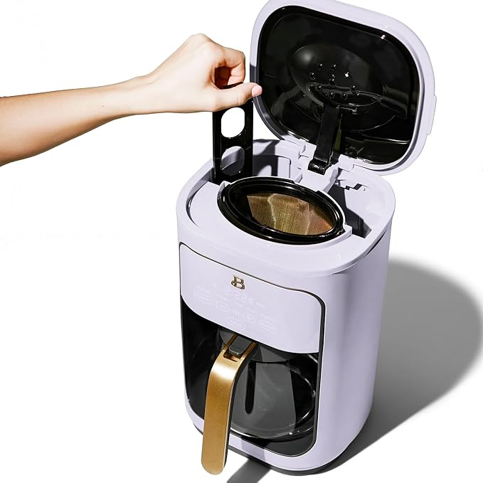 Beautiful by Drew Barrymore 14 Cup Programmable Drip Coffee Maker, Touch-Activated Display, Fast 14-Min Brew, Bold Strength, Keep Warm 4hrs (Lavender)