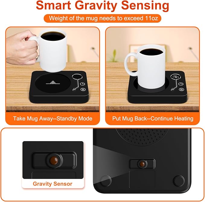 Coffee Mug Warmer, CEROBEAR Mug Warmer for Desk 3 Temperature Control 130℉/150℉/170℉, Cup Warmer with Auto Shut Off for Coffee Milk Tea Beverage-Black