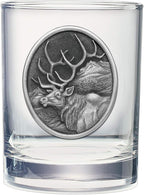 Heritage Pewter Elk Double Old Fashioned | Double Rocks Glass 14 OZ for Liquor | Expertly Crafted Pewter Glass